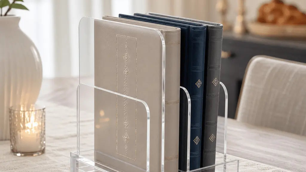Stylish Lucite Bencher Storage: Modern Organization for Your Jewish Home - Waterdale Collection