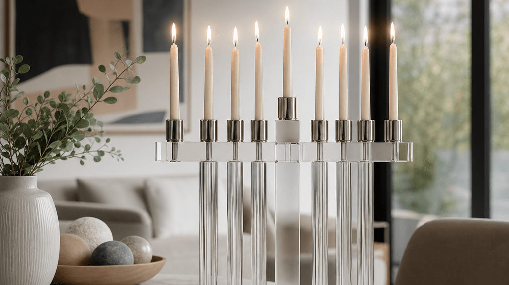Designer Hanukkah Menorahs: Modern Lucite and Metal Art for Contemporary Jewish Homes - Waterdale Collection