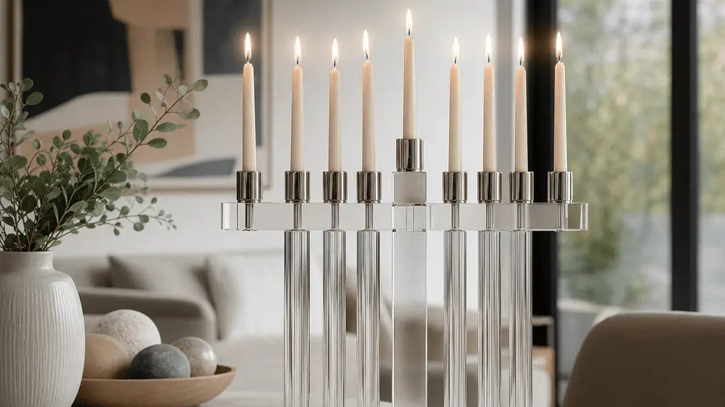 Designer Hanukkah Menorahs: Modern Lucite and Metal Art for Contemporary Jewish Homes - Waterdale Collection