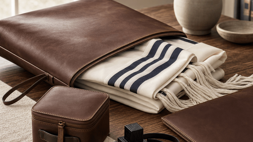 Sophisticated Leather Jewish Prayer Accessories for Modern Observance - Waterdale Collection