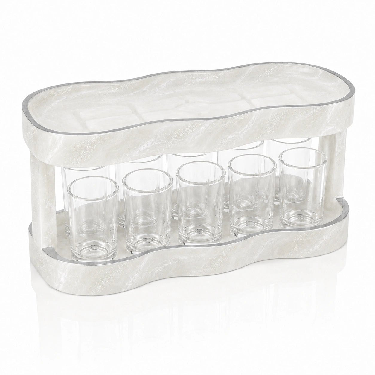 Silver Resin Curved Kiddush Cup Fountain | Elegant Tableware