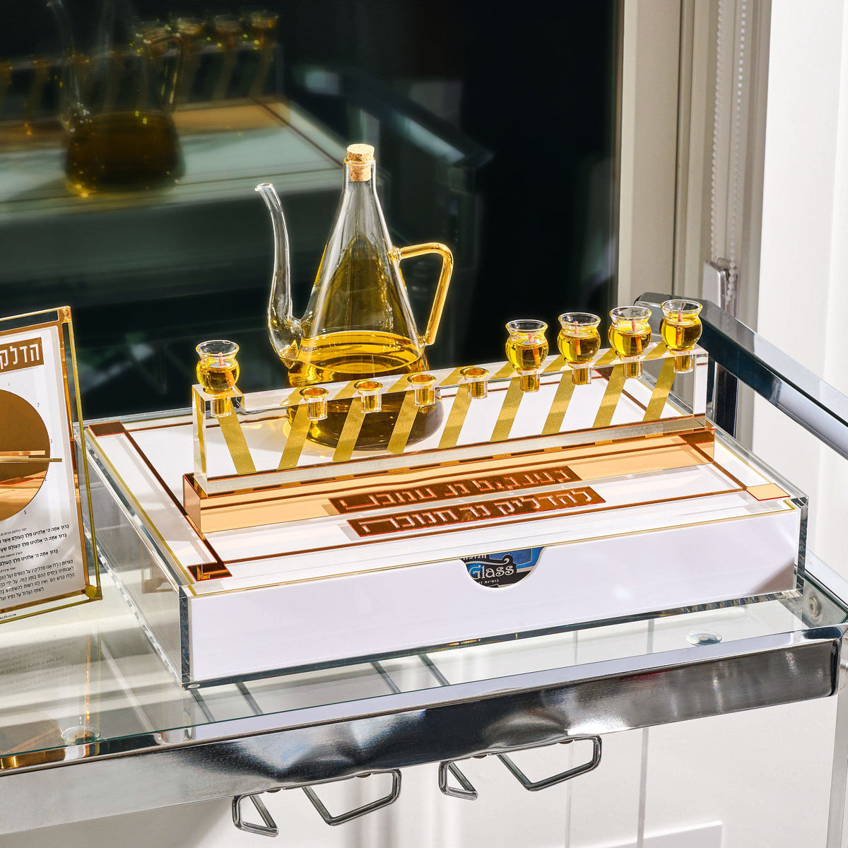 Classic 2.0 Menorah Tray with Drawer by Waterdale Collection