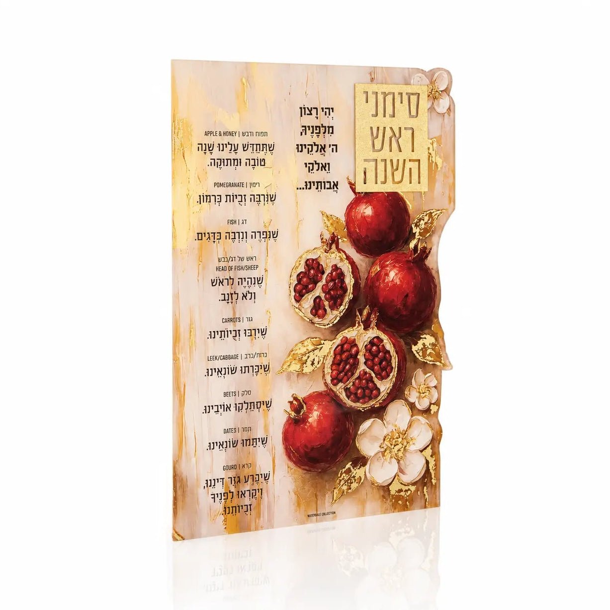 Rosh Hashanah Painted Pomegranate Simanim Card - Waterdale Collection