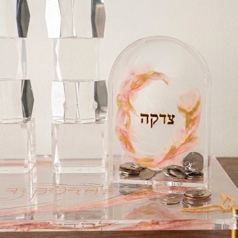Watercolor Flowers Tzedakah Box | Luxury Judaica