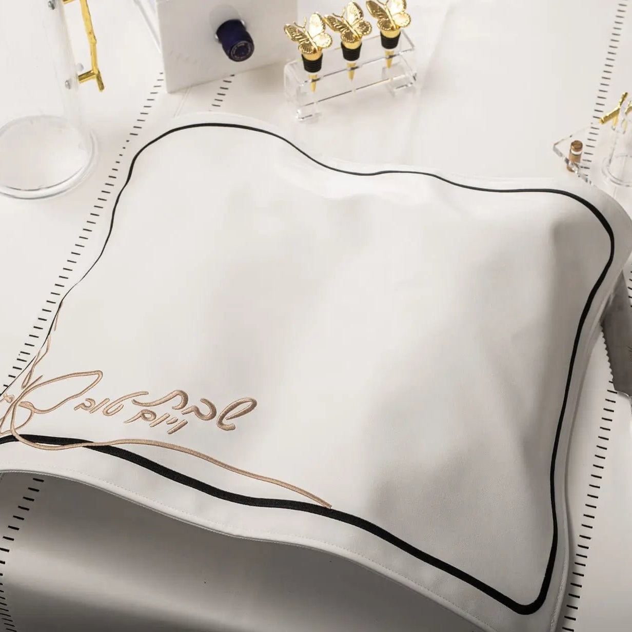 Butterfly Challah Cover (Black & Silver) - Waterdale Collection