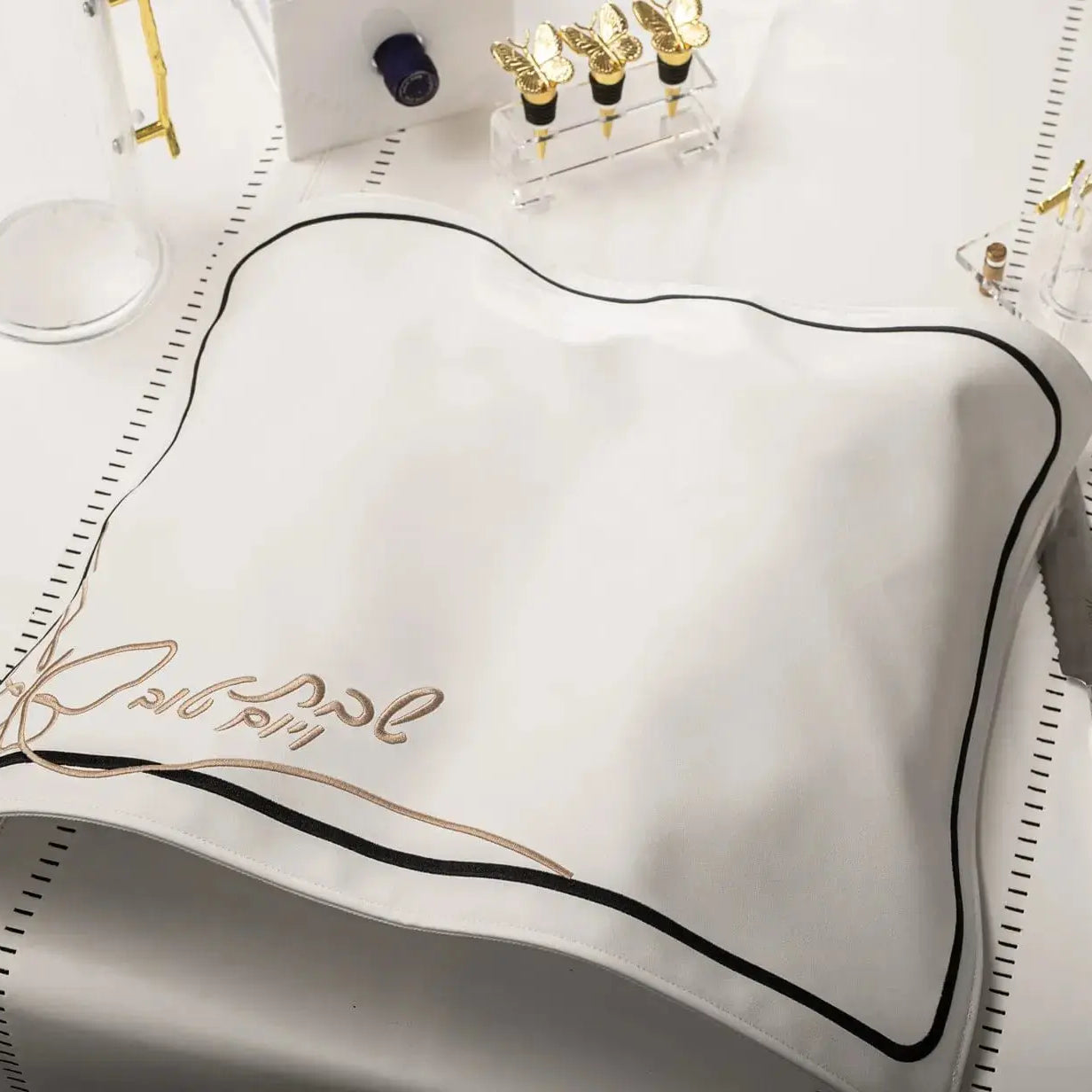 Butterfly Challah Cover (Black & Silver) - Waterdale Collection
