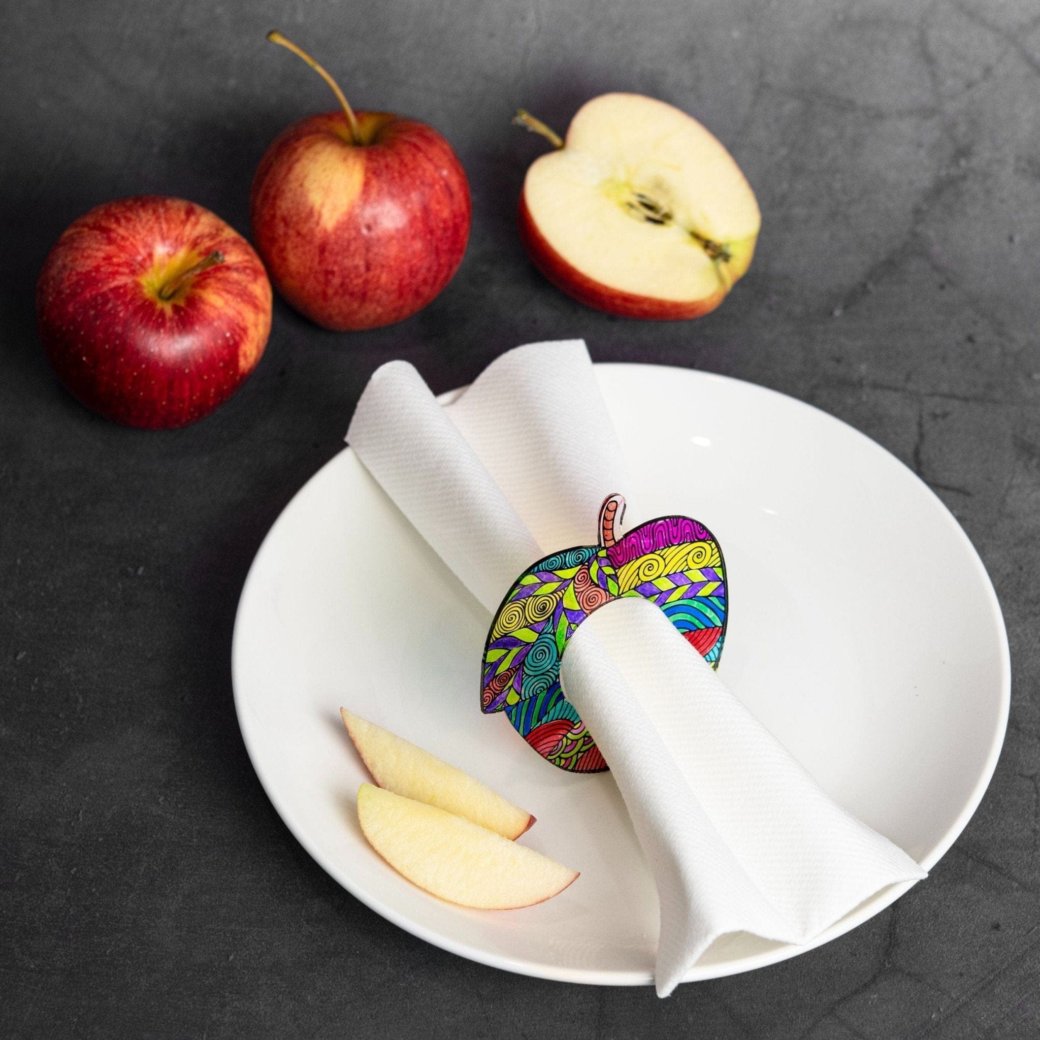 Color it Acrylic Apple Napkin Rings - Waterdale Collection