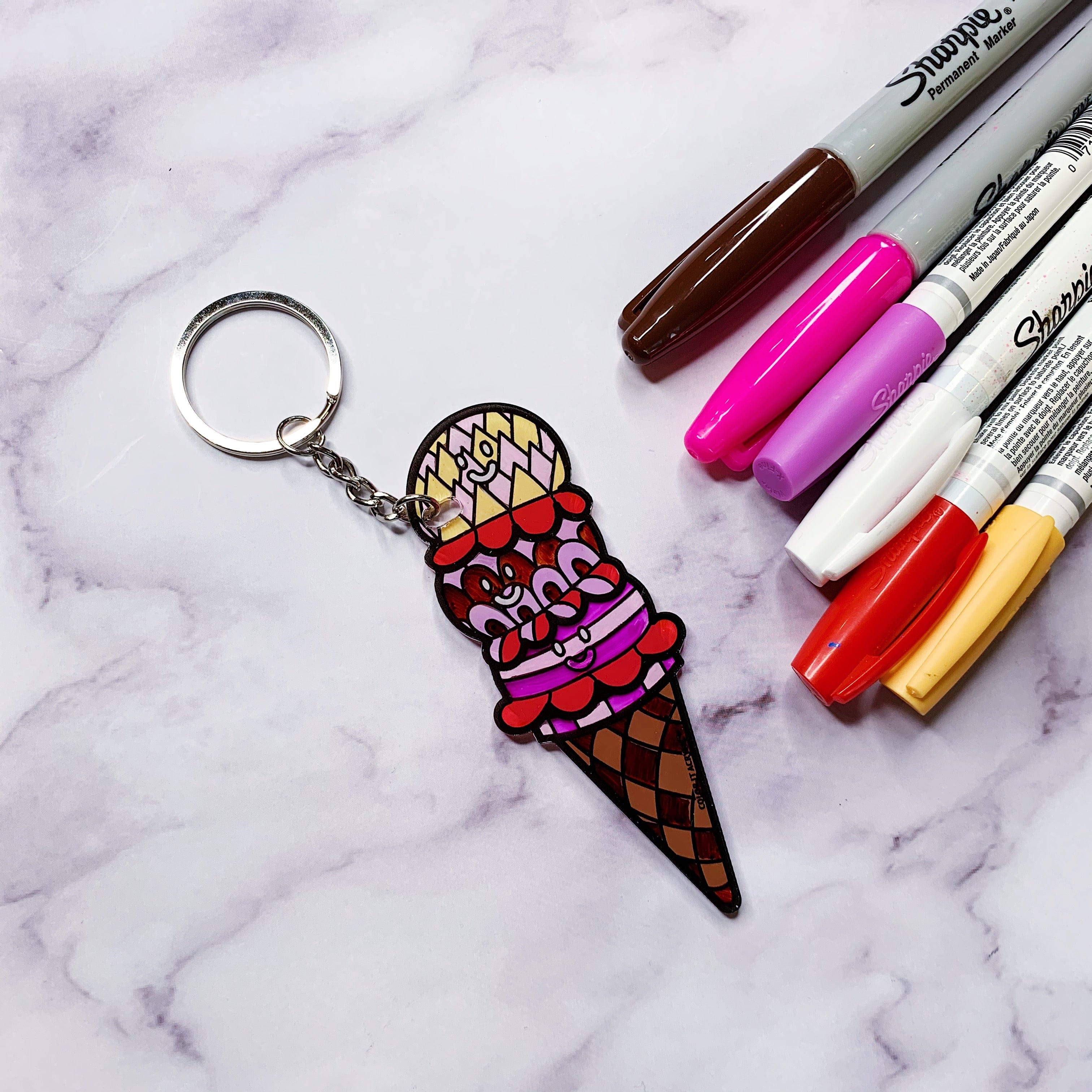 Color it Acrylic Ice Cream Keychain