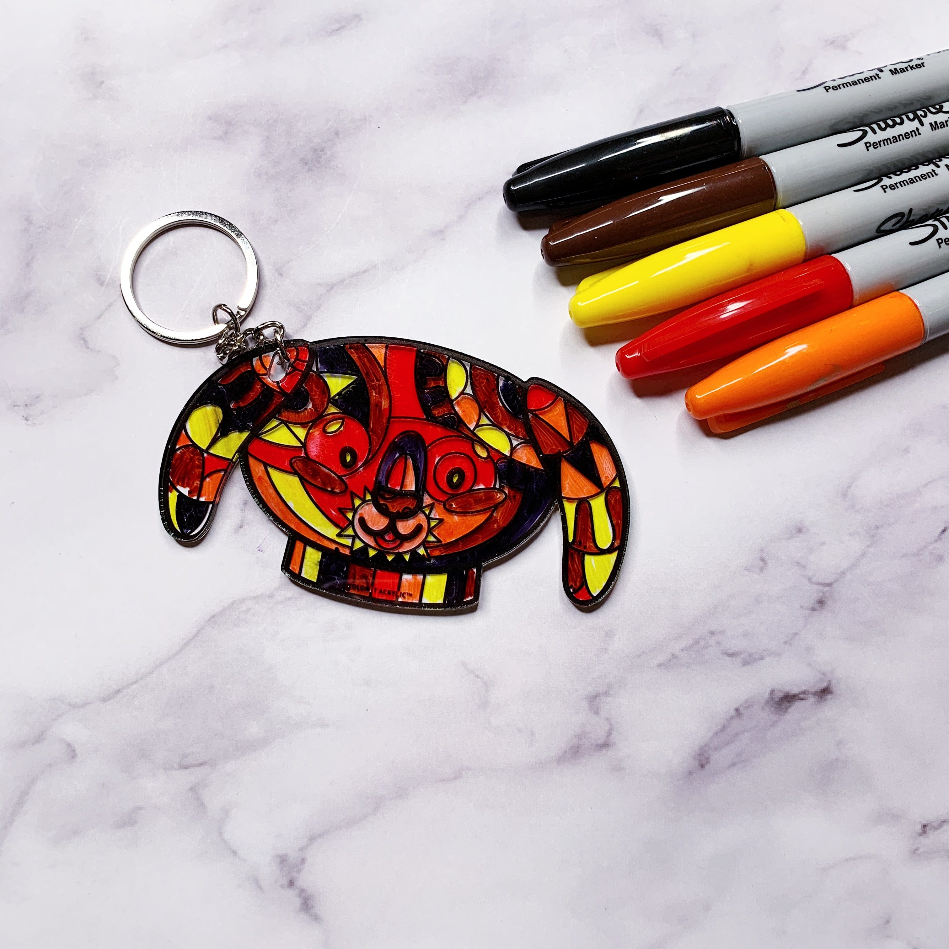 Color it Acrylic Puppy Keychain