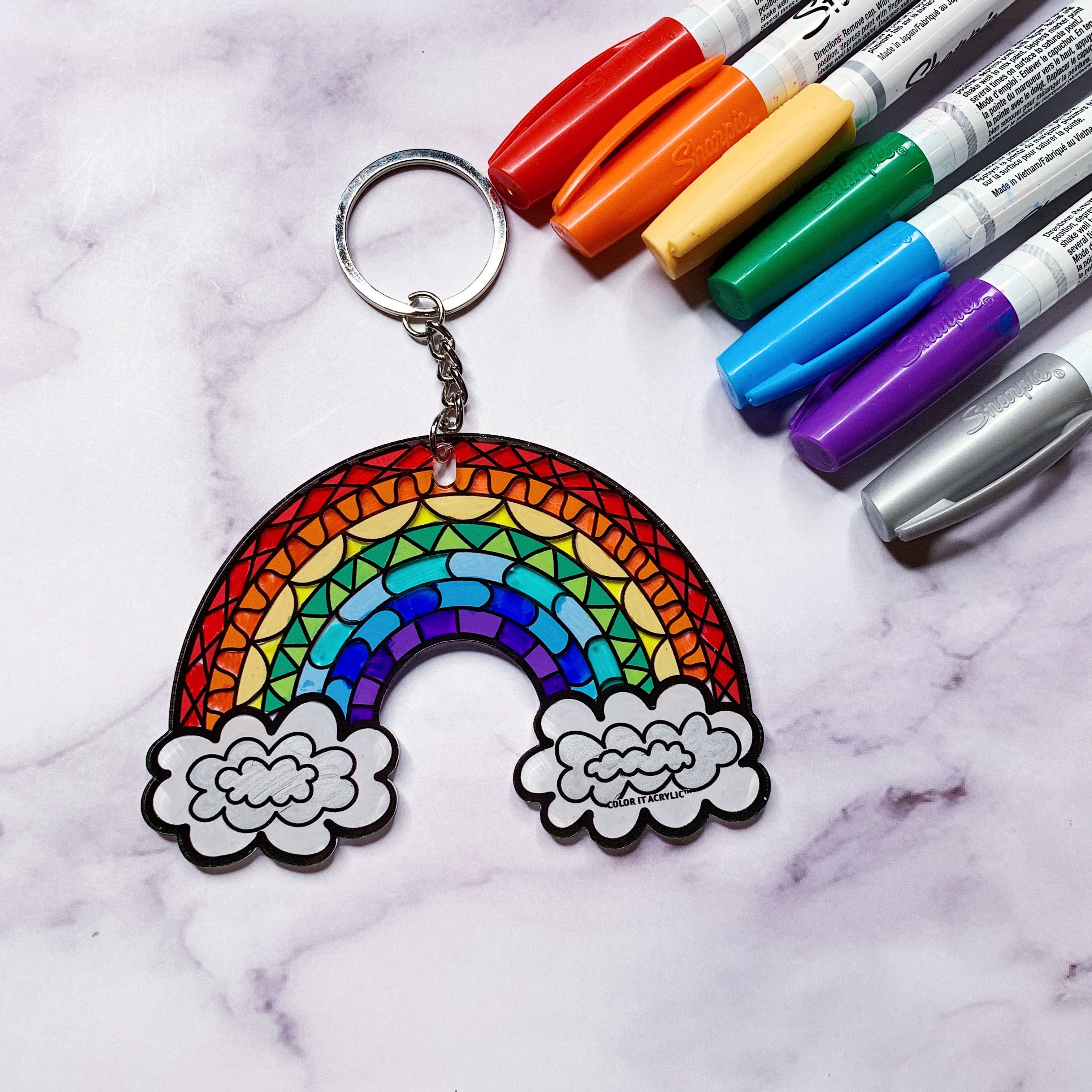 Color it Acrylic Rainbow Keychain