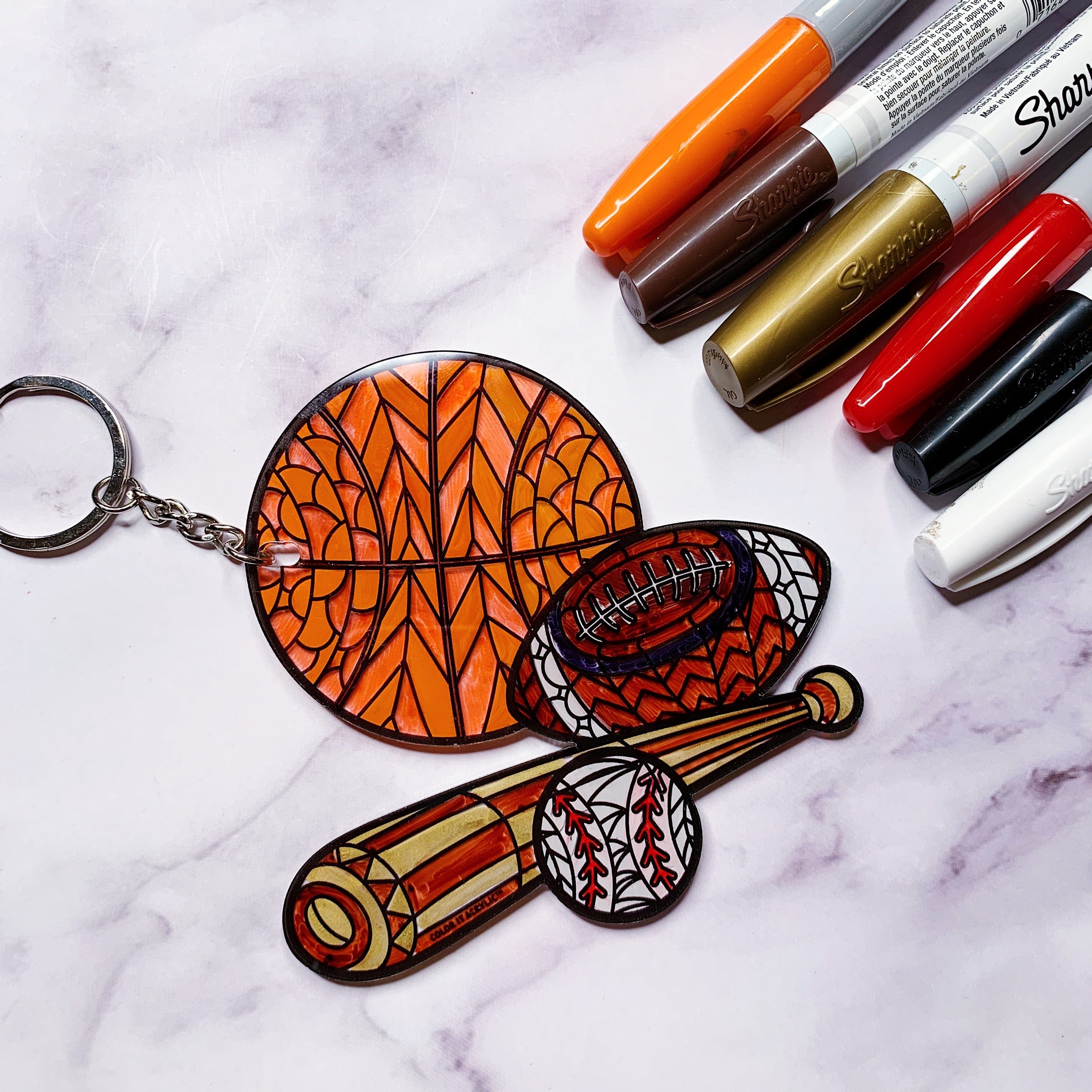 Color it Acrylic Sports Keychain