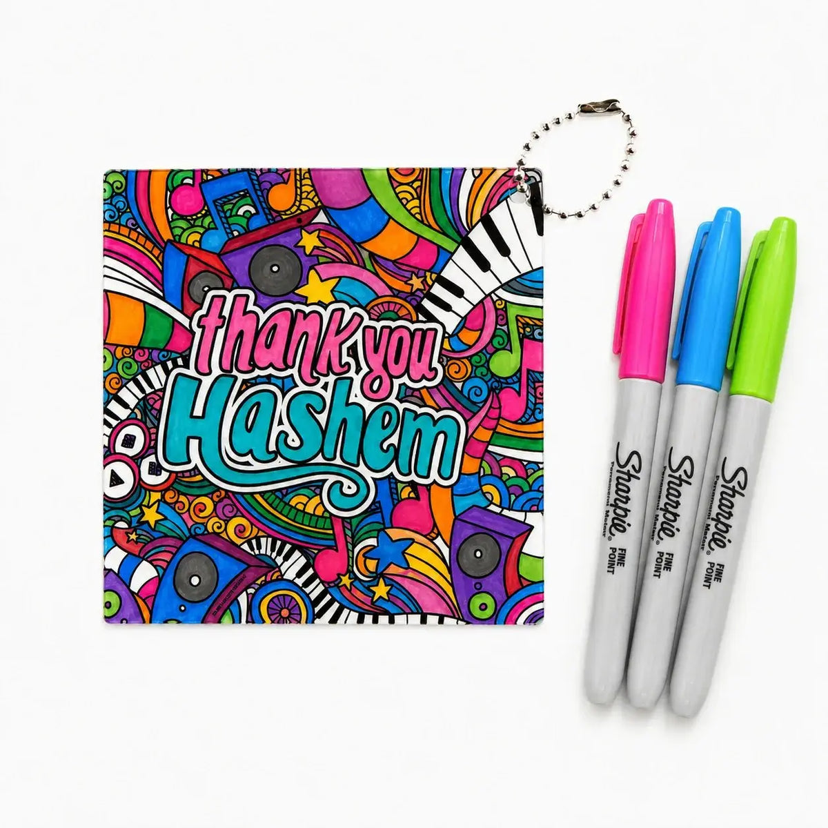 Color It Acrylic Thank You Hashem Music Keychain Color It Acrylic - Waterdale Collection
