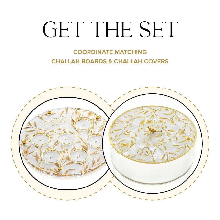 Floral Bird Seder Plate & Matzah Box Set - Waterdale Collection
