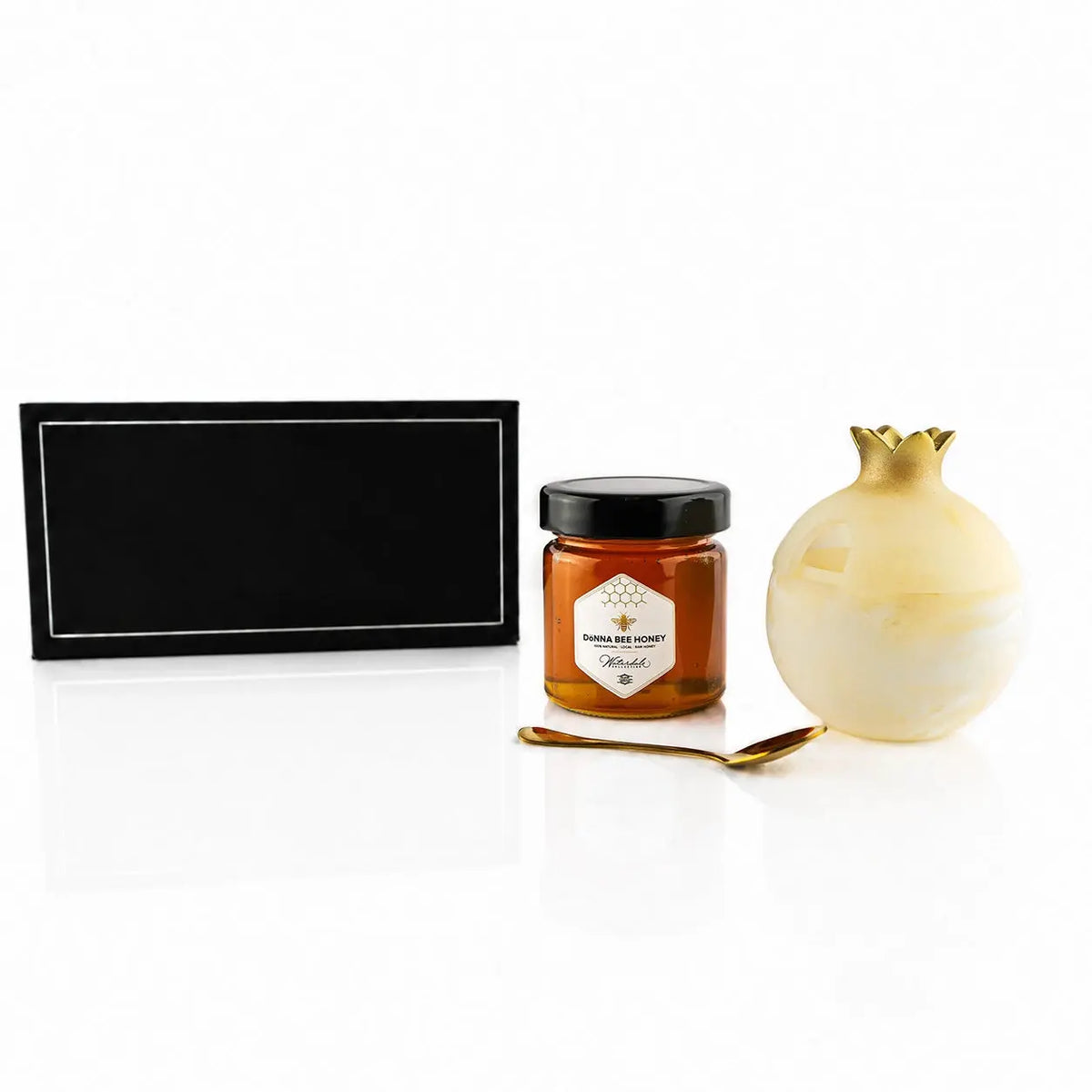 Gourmet Honey & Resin Honey Dish Pomegranate Gift Set by Waterdale Collection