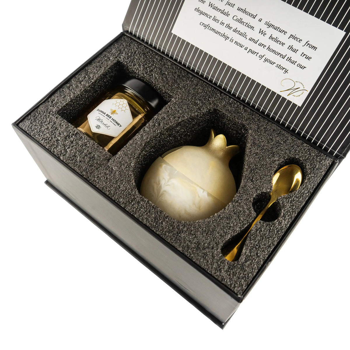 Gourmet Honey & Resin Honey Dish Pomegranate Gift Set by Waterdale Collection