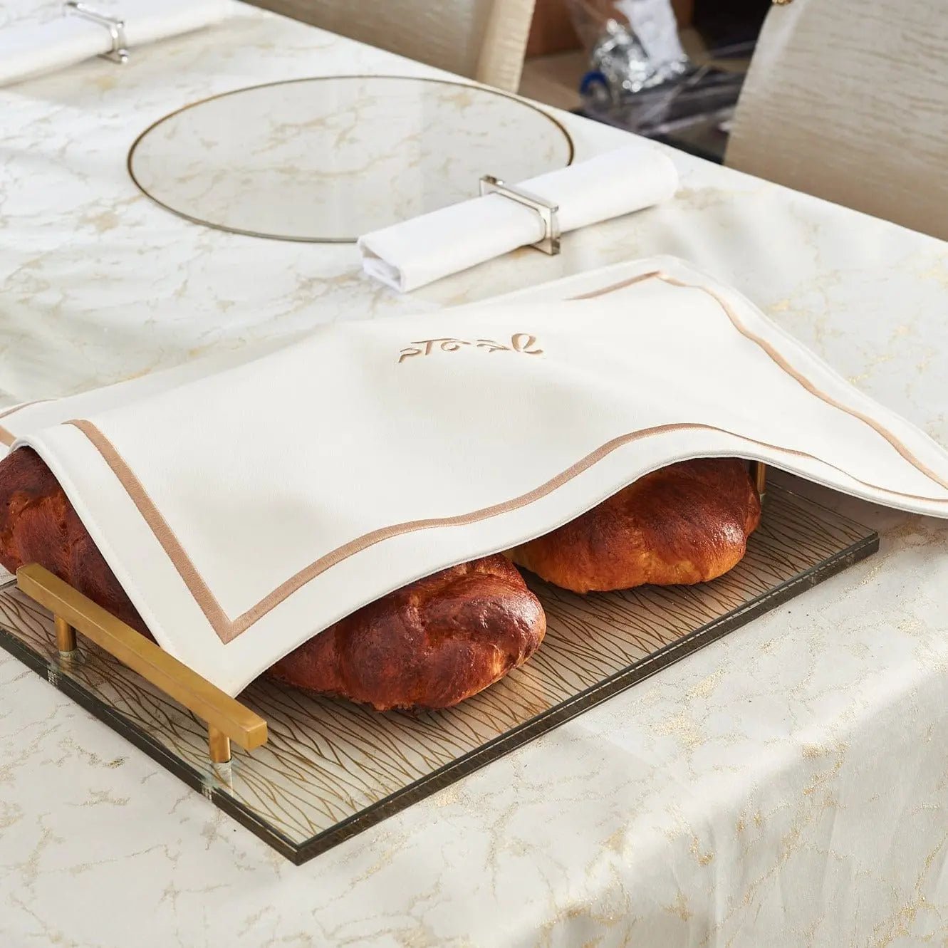 Hotel Style Challah Cover (Black) - Waterdale Collection
