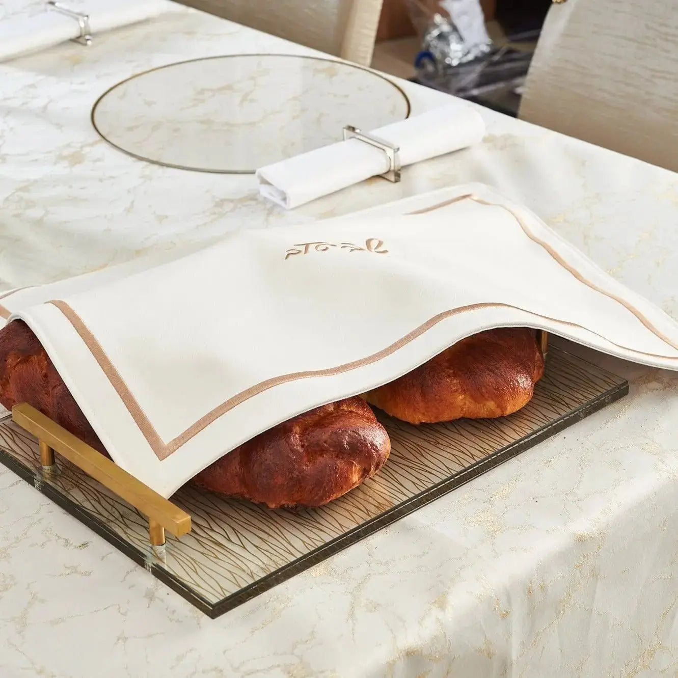 Hotel Style Challah Cover (Black) - Waterdale Collection
