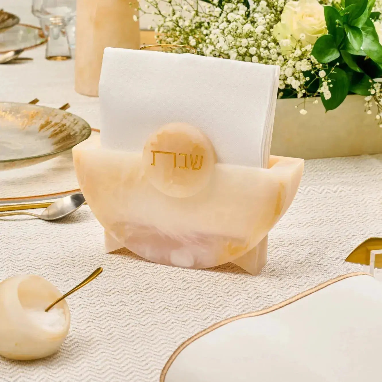 Round Shabbos Resin Napkin Holder - Waterdale Collection