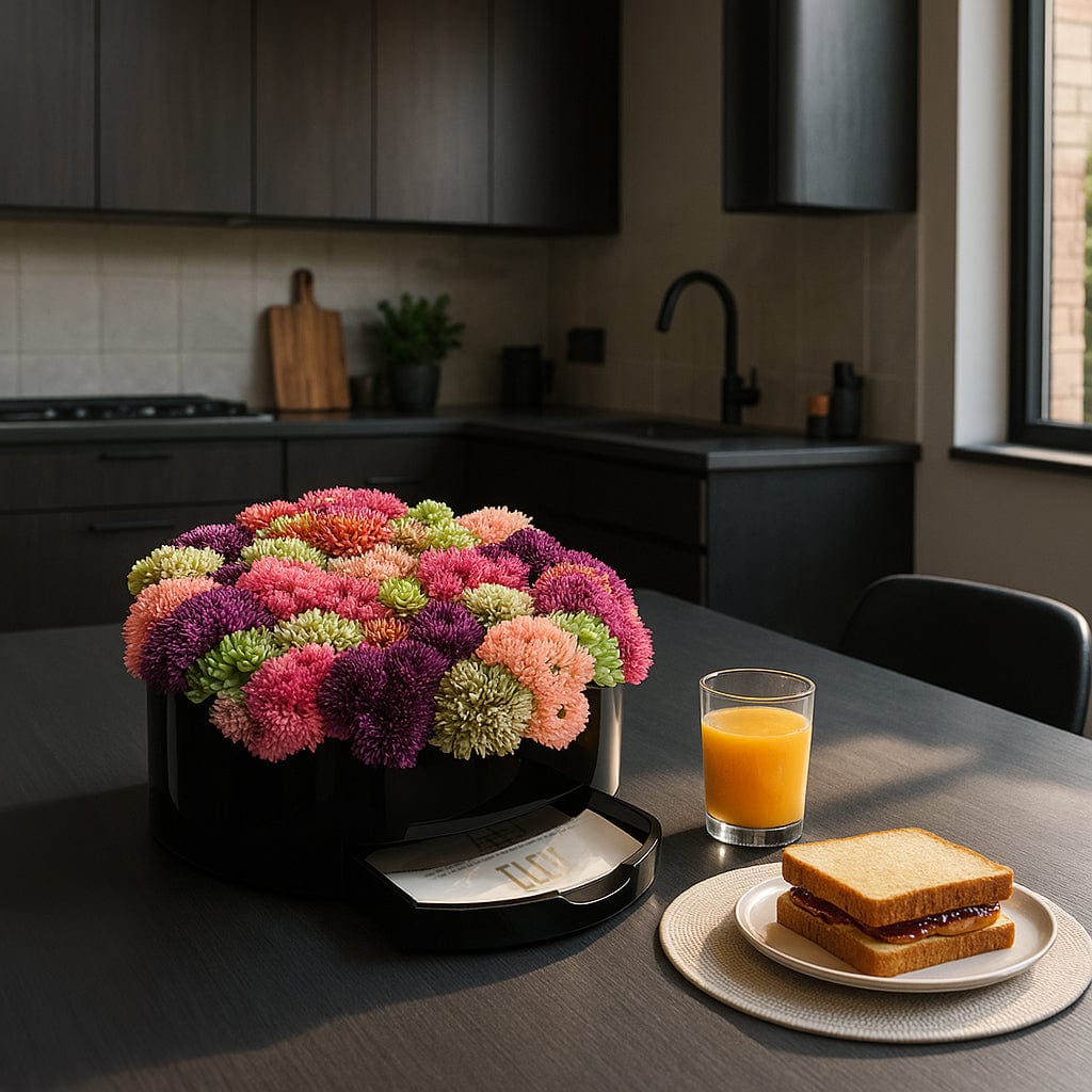 Succulent Pink Round Vase Bencher Set (Black) - Waterdale Collection
