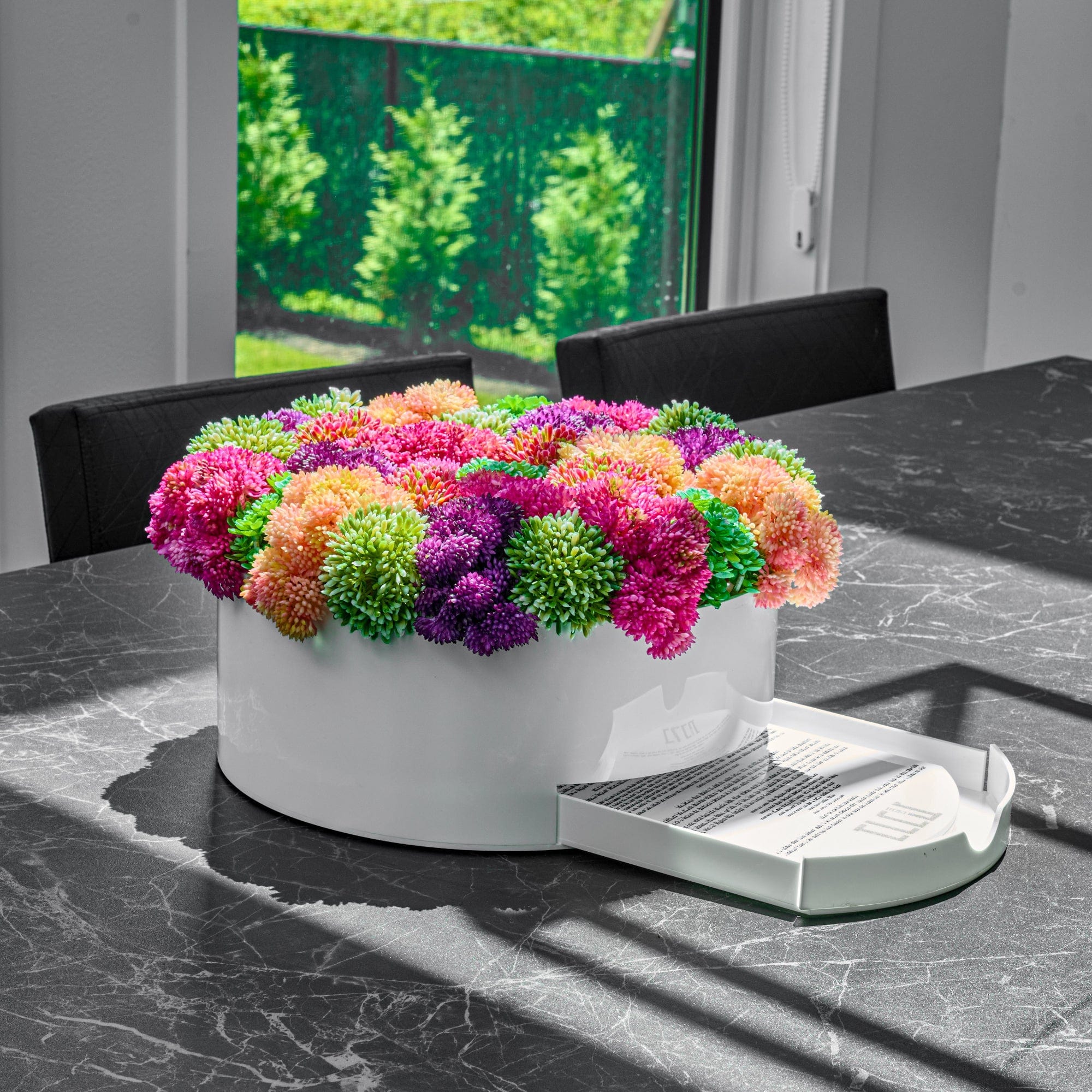 Succulent Pink Round Vase Bencher Set (Black) - Waterdale Collection