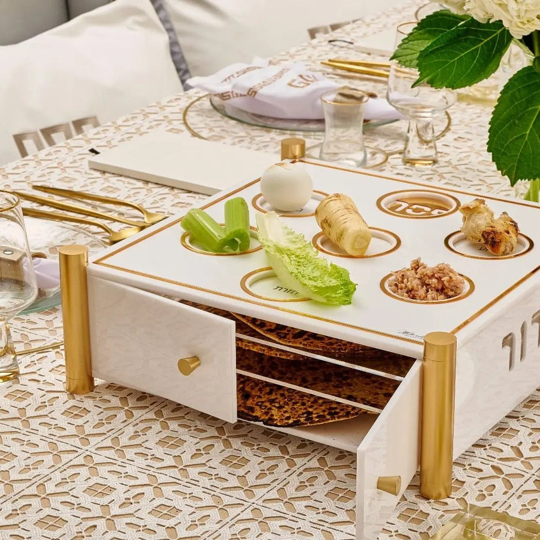 3 Level Kearah (Seder Plate) / Matzah Box - Waterdale Collection