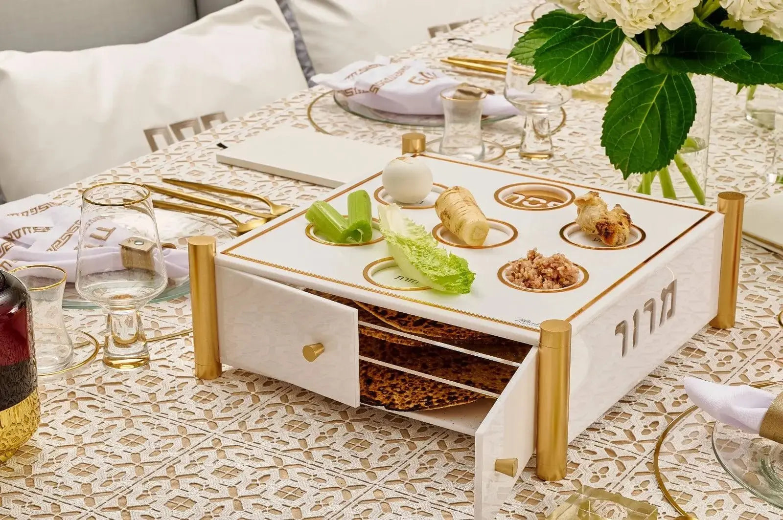 3 Level Kearah (Seder Plate) / Matzah Box - Waterdale Collection