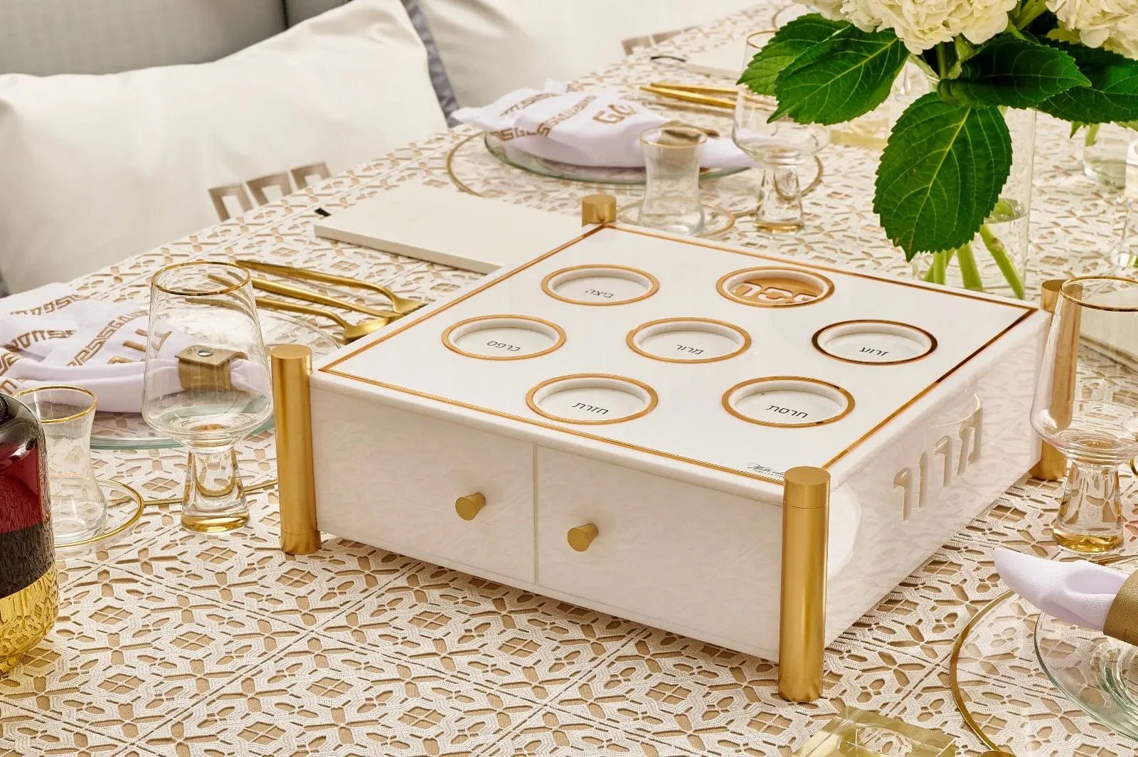 3 Level Kearah (Seder Plate) / Matzah Box - Waterdale Collection