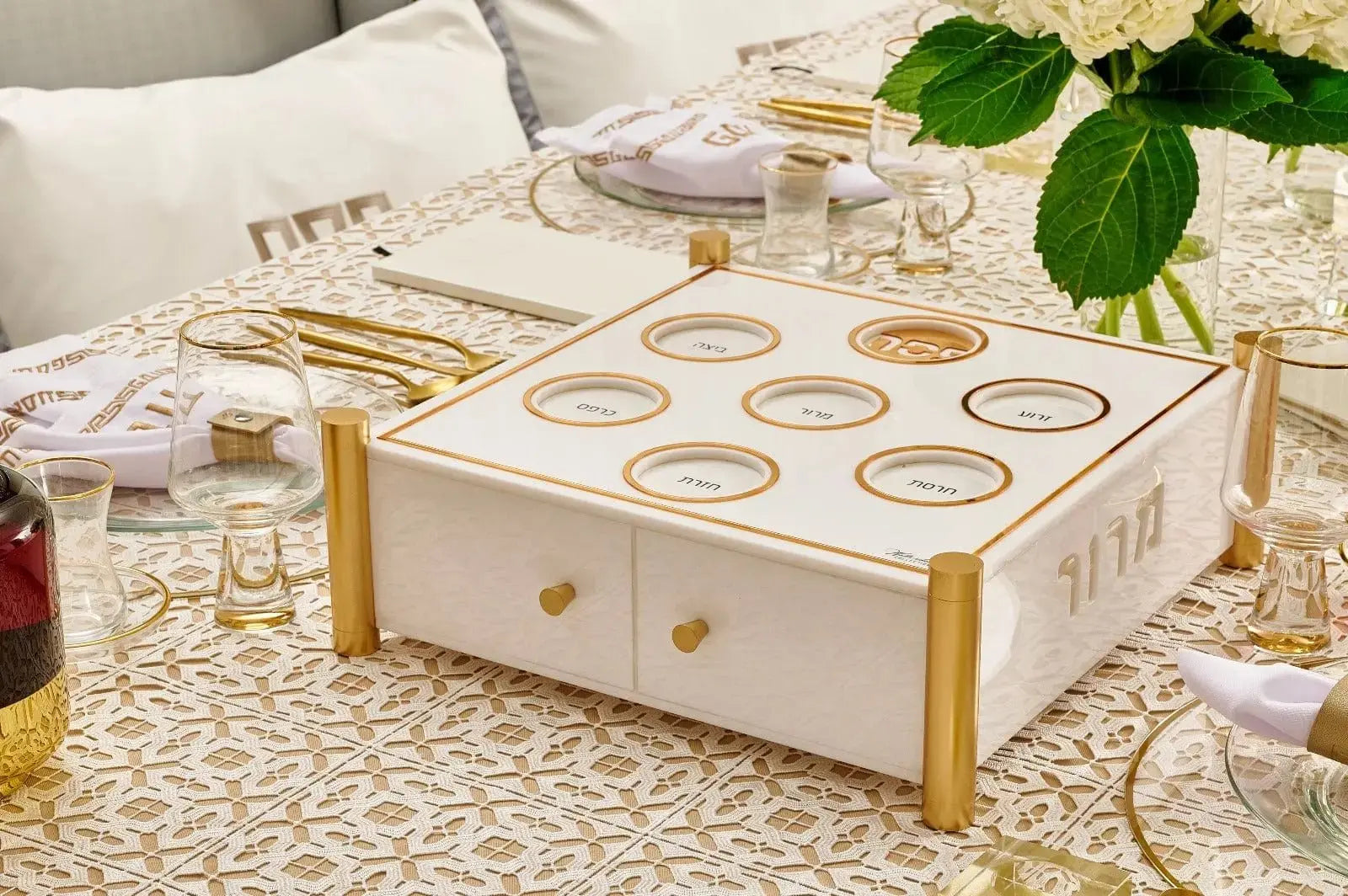 3 Level Kearah (Seder Plate) / Matzah Box - Waterdale Collection