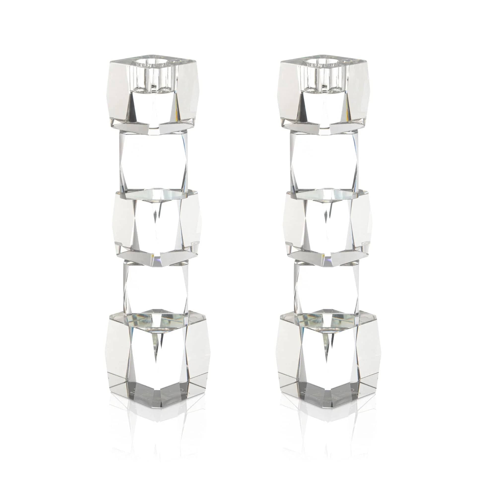 Crystal Cube Candlesticks | Waterdale Collection