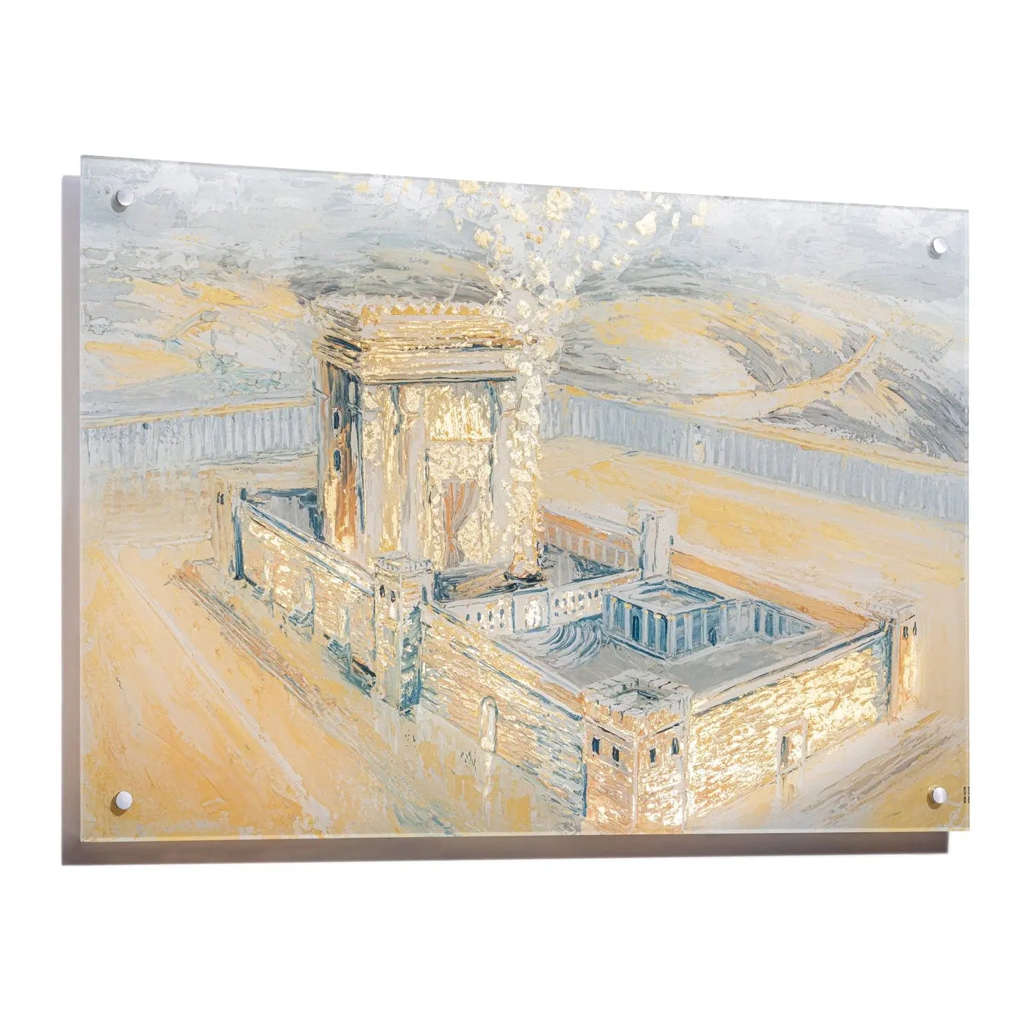 Bais Hamikdash of Gray & Gold Painting - Waterdale Collection