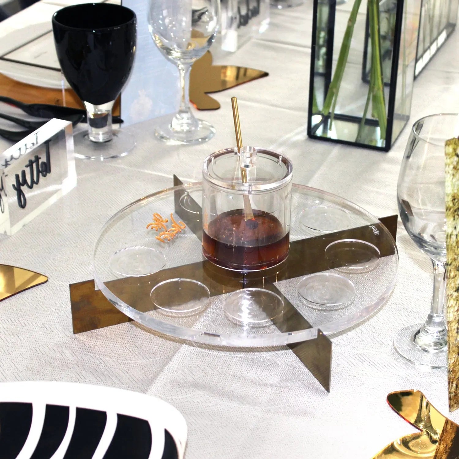 Black & Gold Rosh Hashanah Tablescape - Waterdale Collection