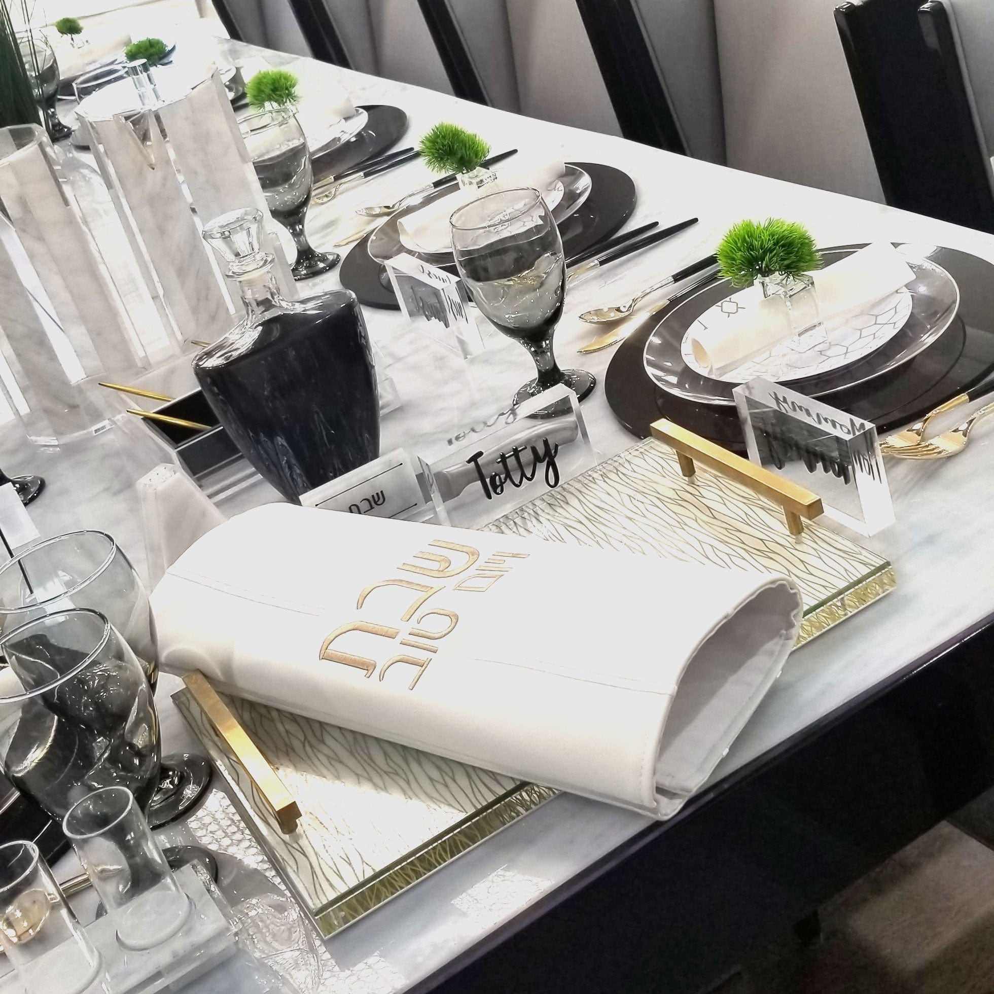 Black, White, & Gold Tablescape 2 - Waterdale Collection