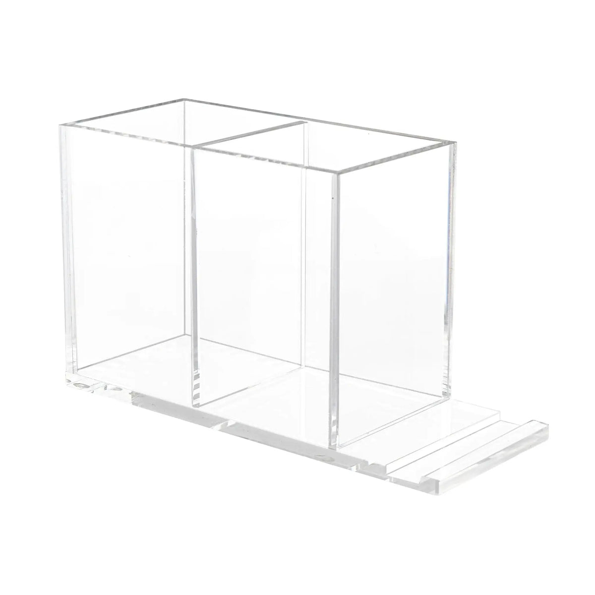 Double Chanukah candle and matches holder in clear Lucite, with compartments for candles, matches and wicks