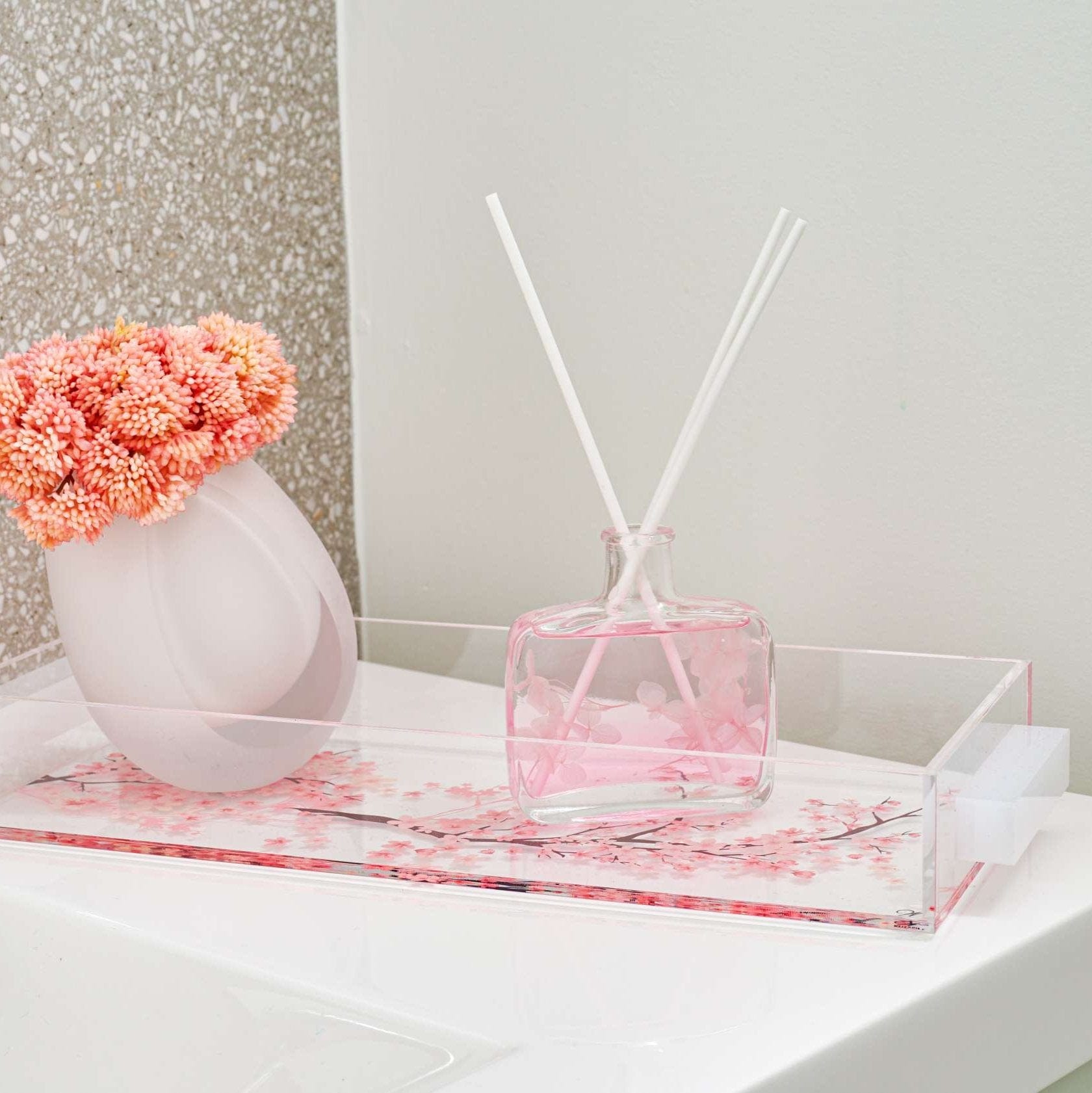 Cherry Blossom Bread Towel Tray - Waterdale Collection