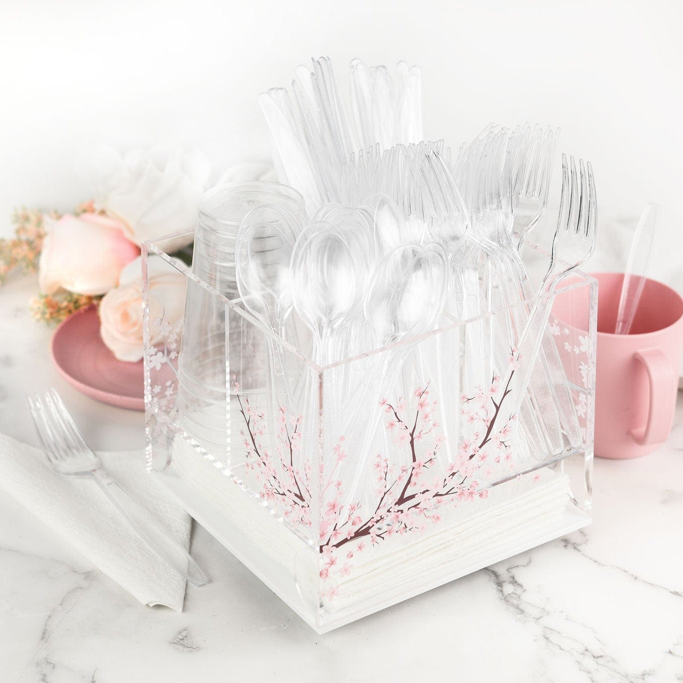 Cherry Blossom Swivel Silverware Caddy - Waterdale Collection