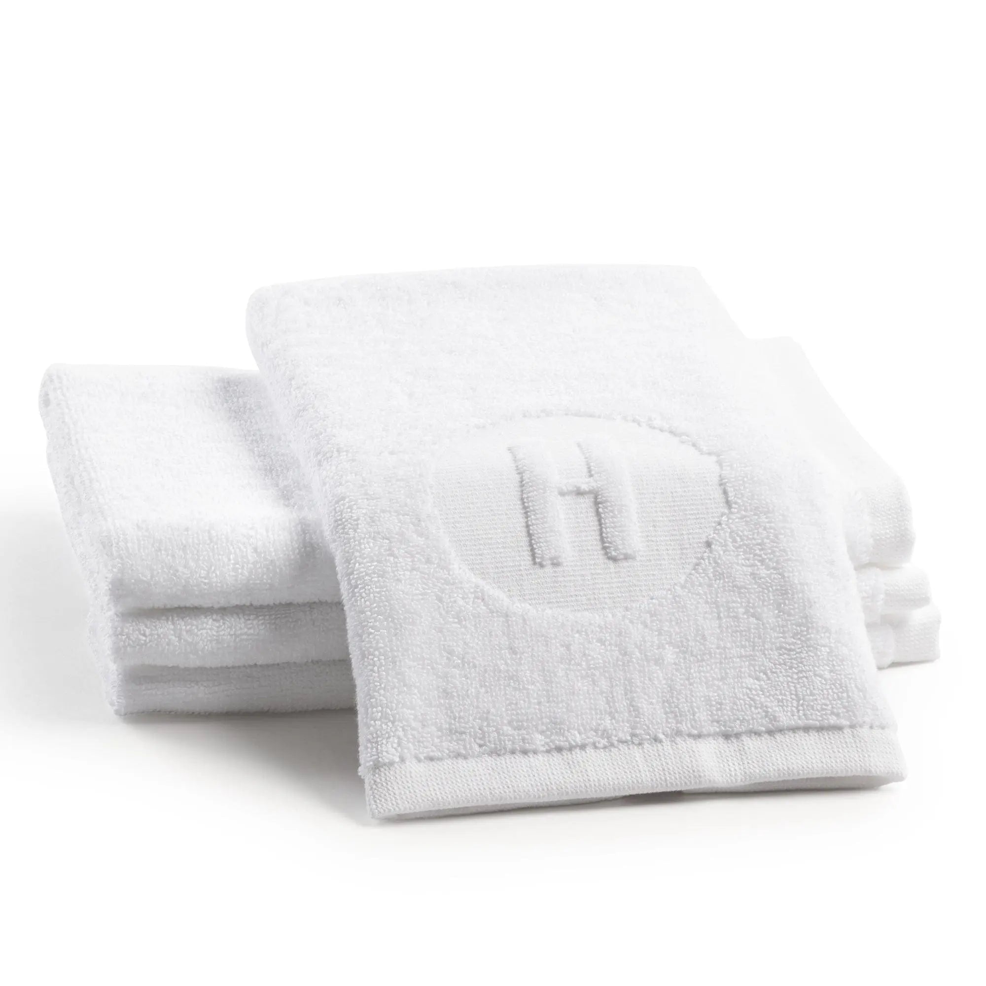 Circle Initial Embossed Finger Towel - Waterdale Collection