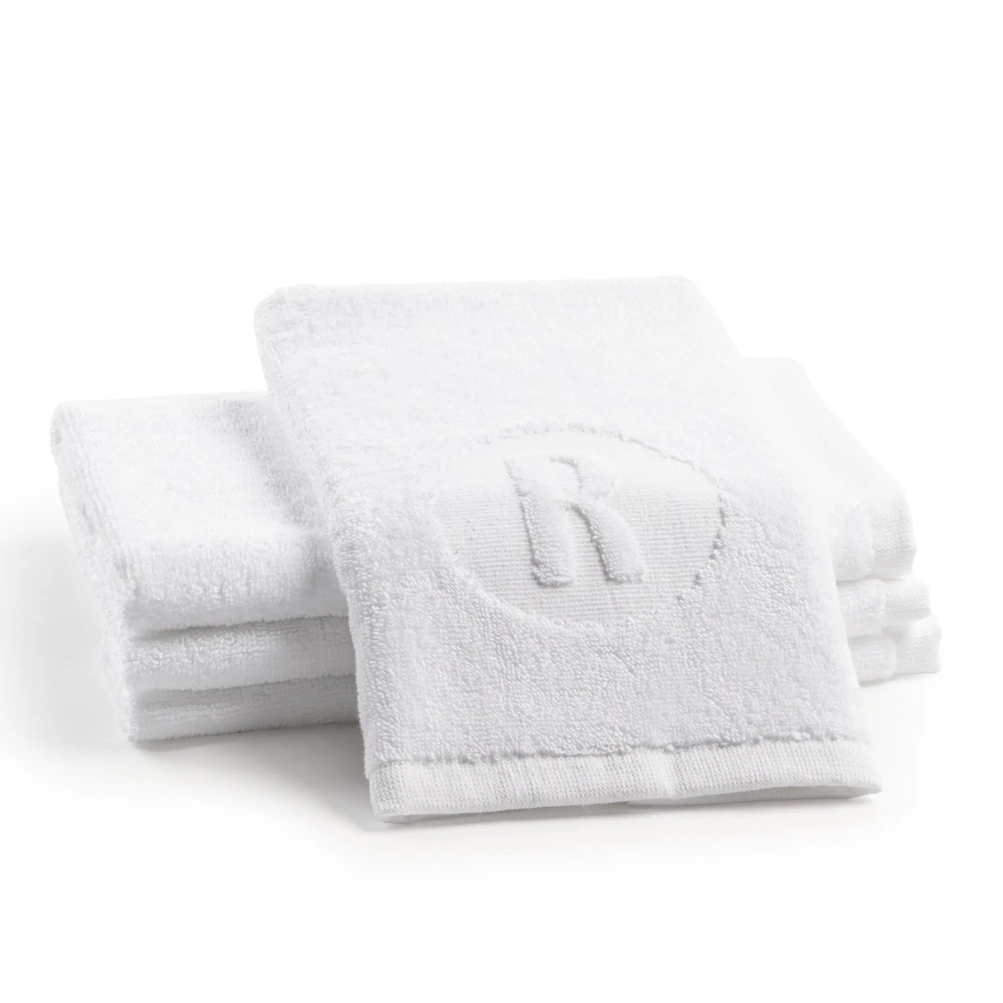 Circle Initial Embossed Finger Towel - Waterdale Collection