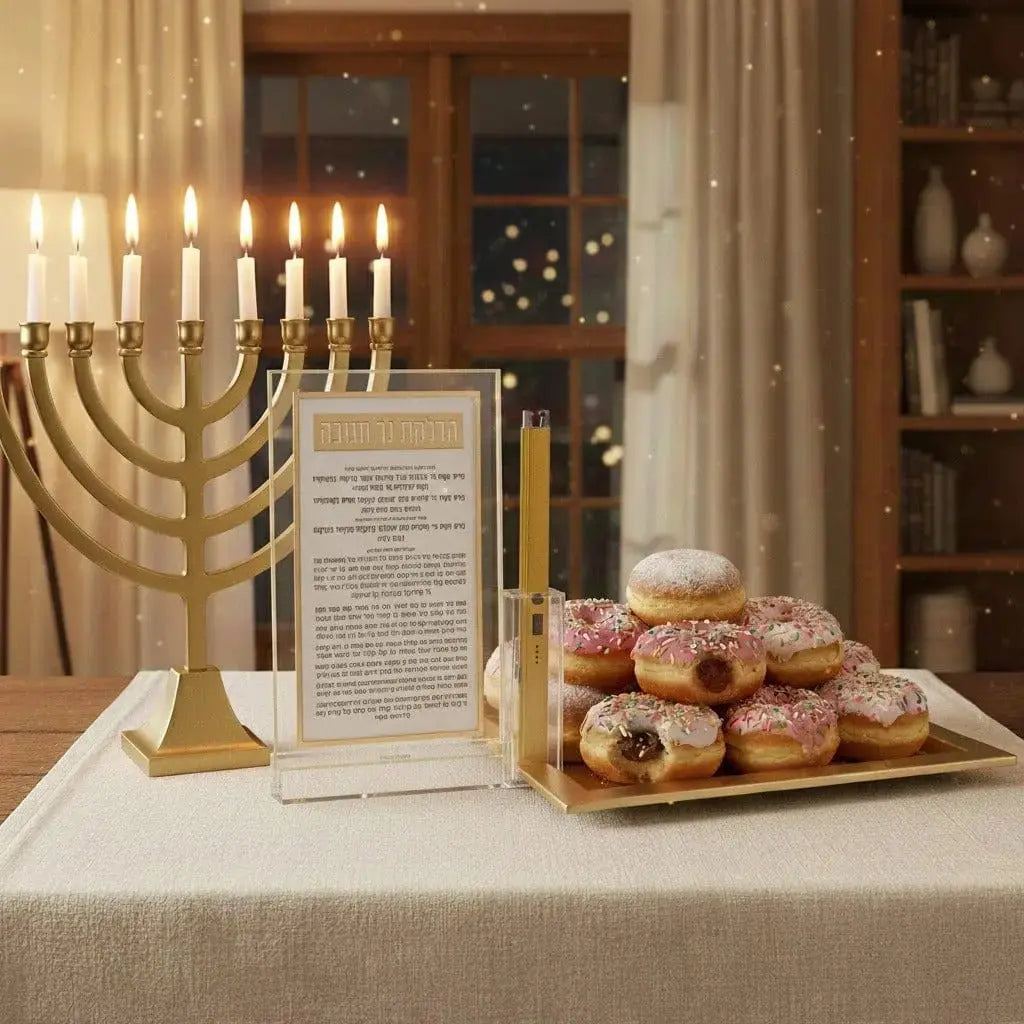 Classic 2.0 Basic Chanukah Brachos Tabletop With Lighter - Waterdale Collection