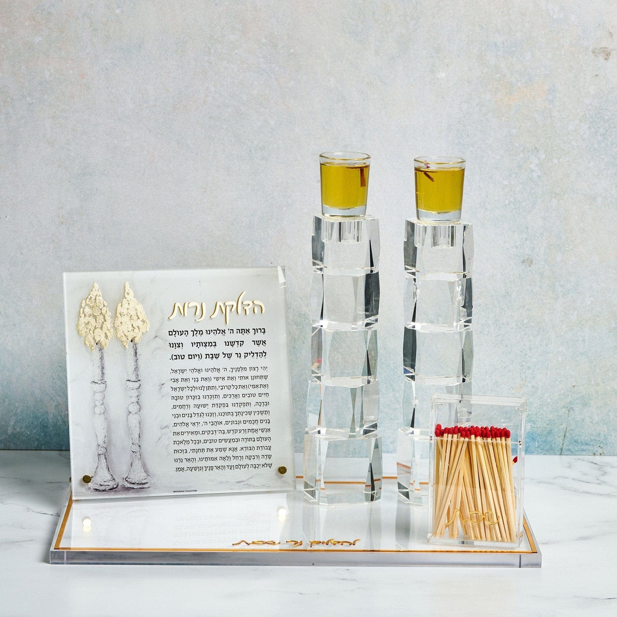 Crystal Cube Candlesticks - Waterdale Collection