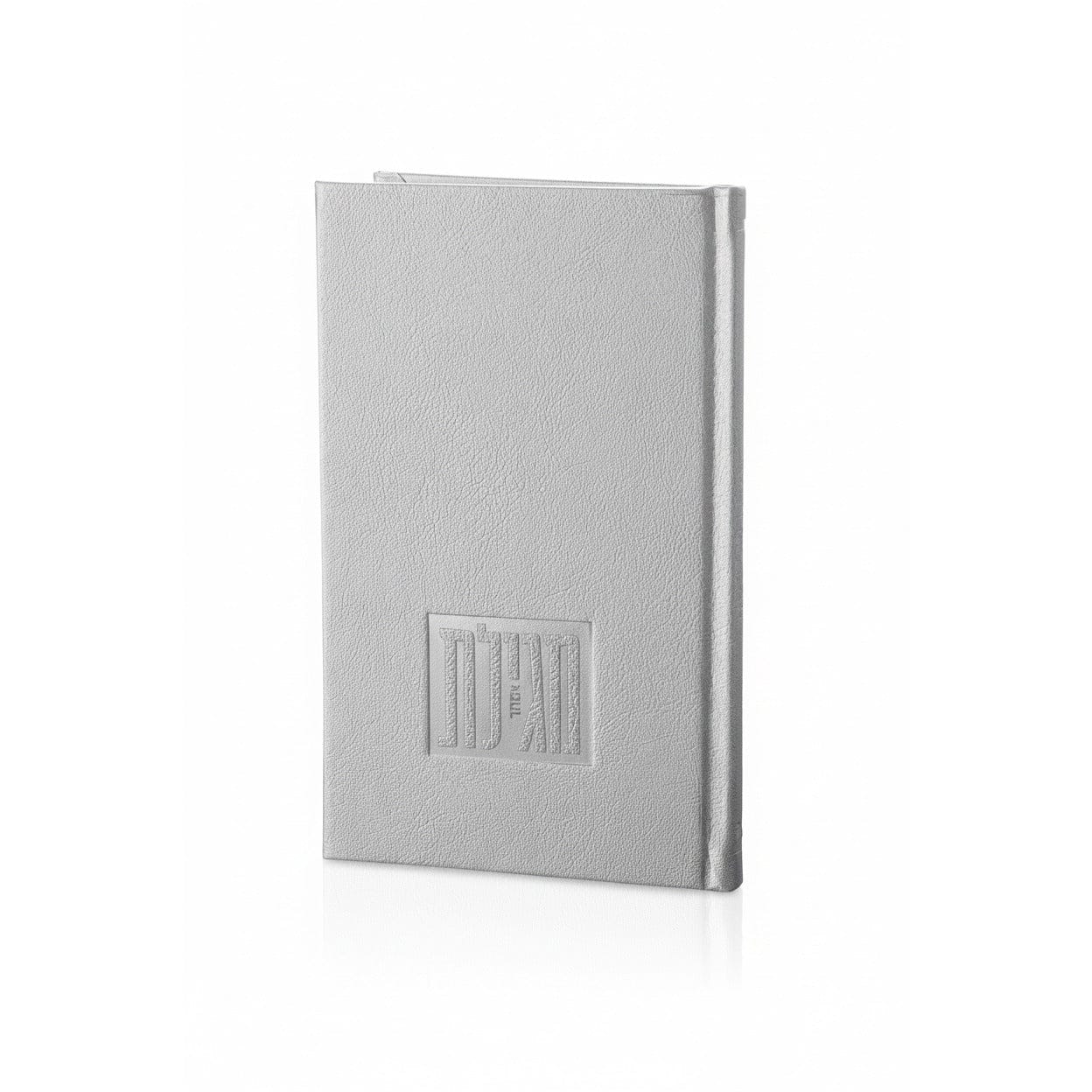 Deluxe hand-painted silver leather Megillas Esther with vibrant Purim story illustrations, featuring Birchas Hamazon and Maariv, from the Waterdale Collection