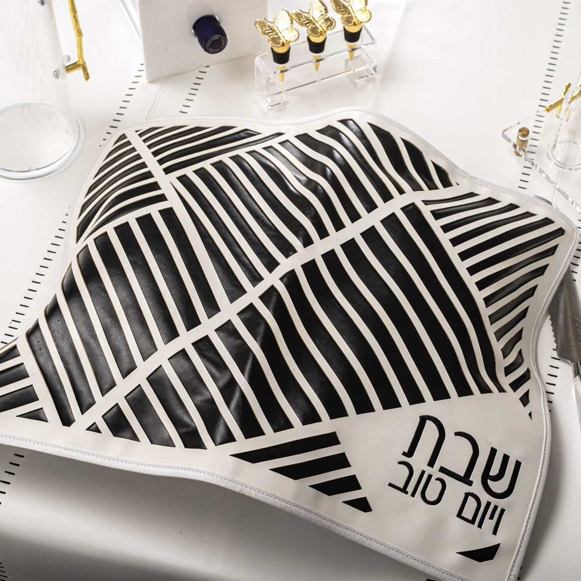 Diagonal Laser Cut Challah Cover - Waterdale Collection