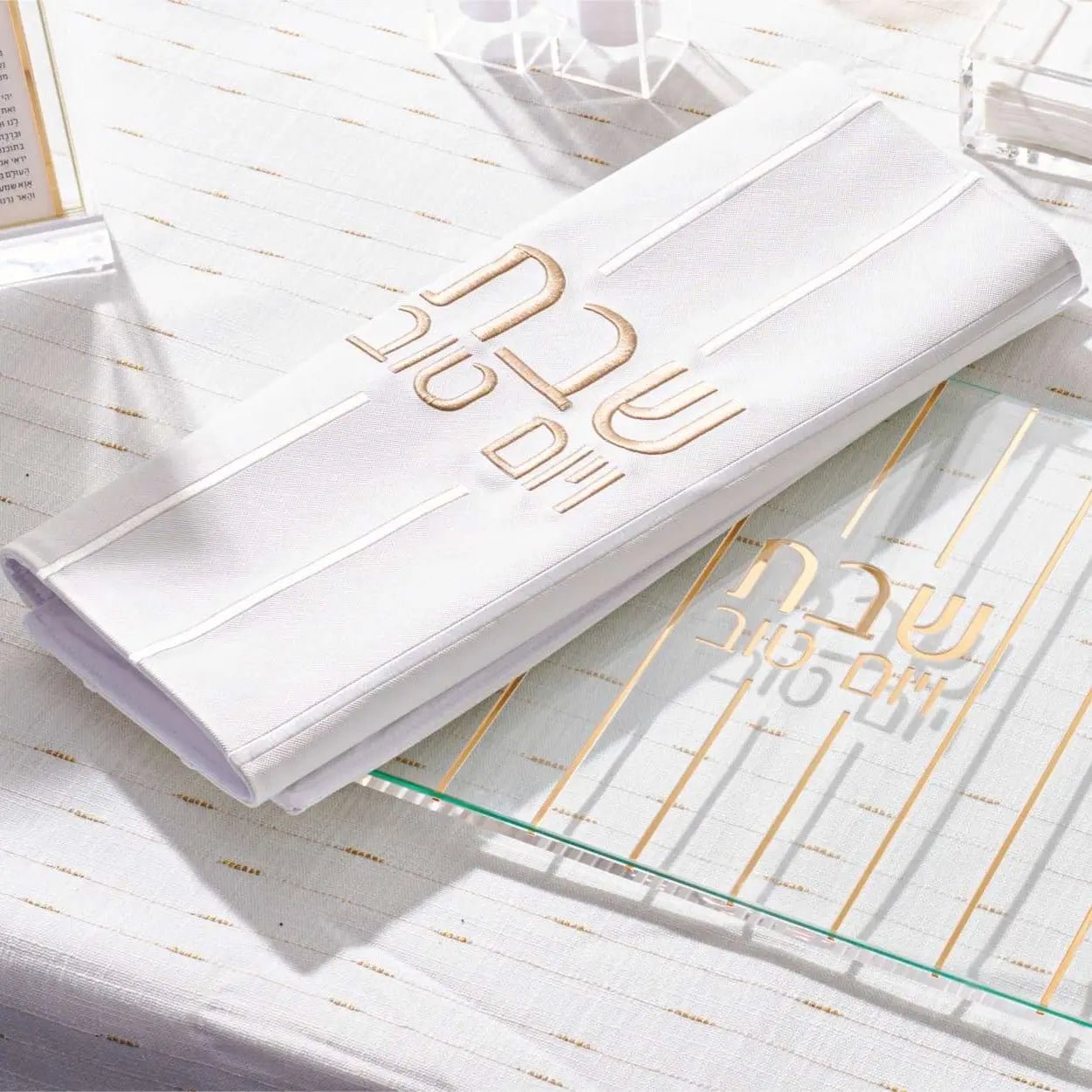 Embroidered Lines Challah Cover - Waterdale Collection
