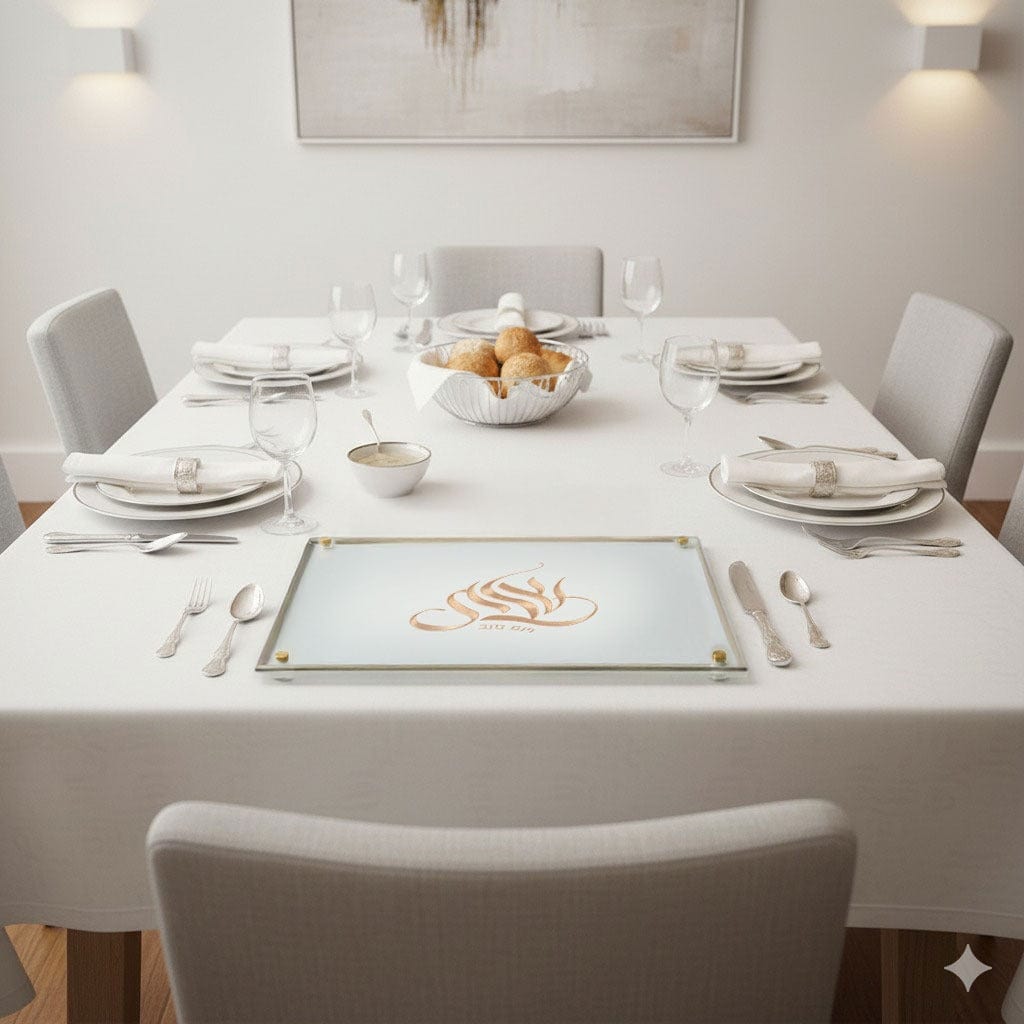 Embroidered Regal Challah Board on a modern table setting.