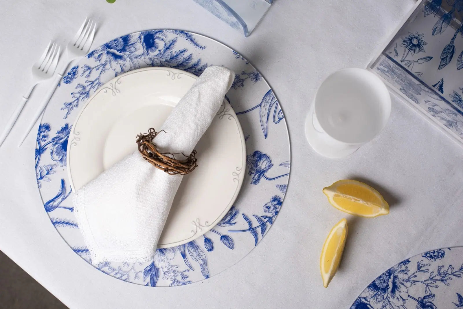 French Toile Chargers Waterdale Collection Table Charger
