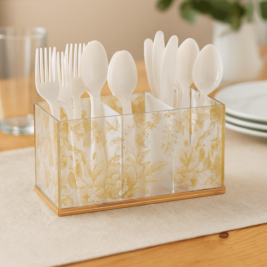 French Toile Silverware Caddy - Waterdale Collection