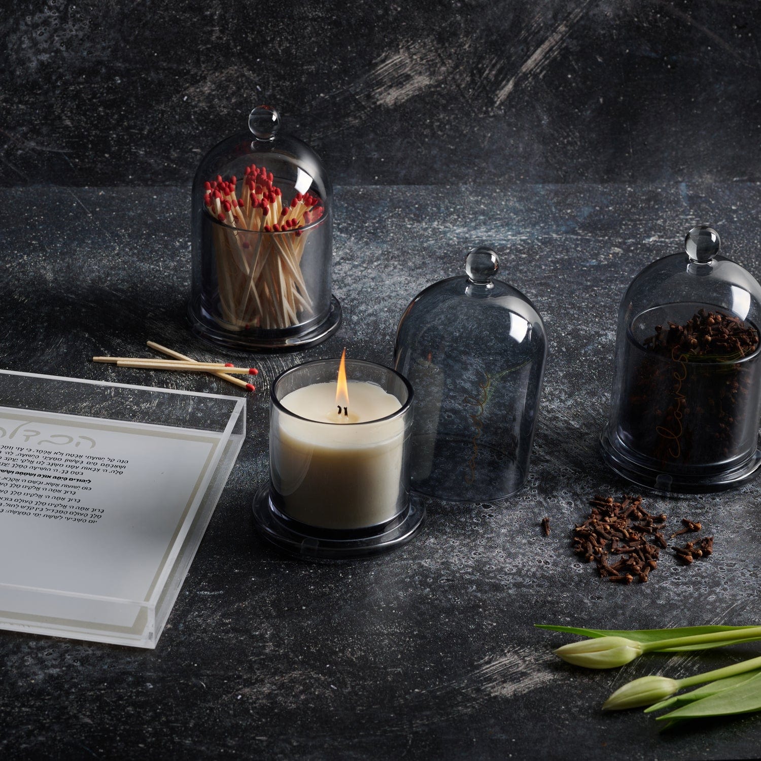 Glass Cloche Havdalah Candle - Waterdale Collection