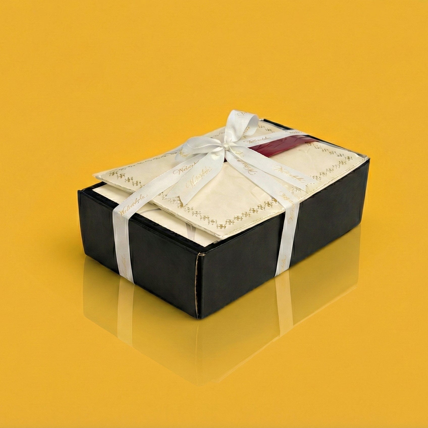 Minimalist lucite bencher card holder, luxury white and gold Judaica for ritual tabletop storage.