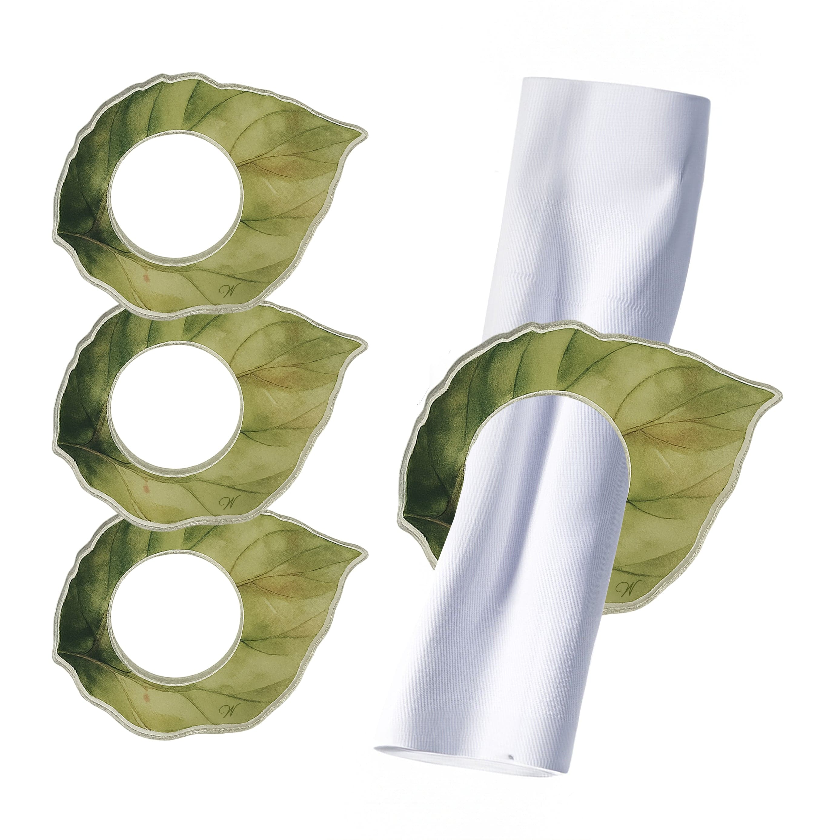 Green Leaf Napkin Rings