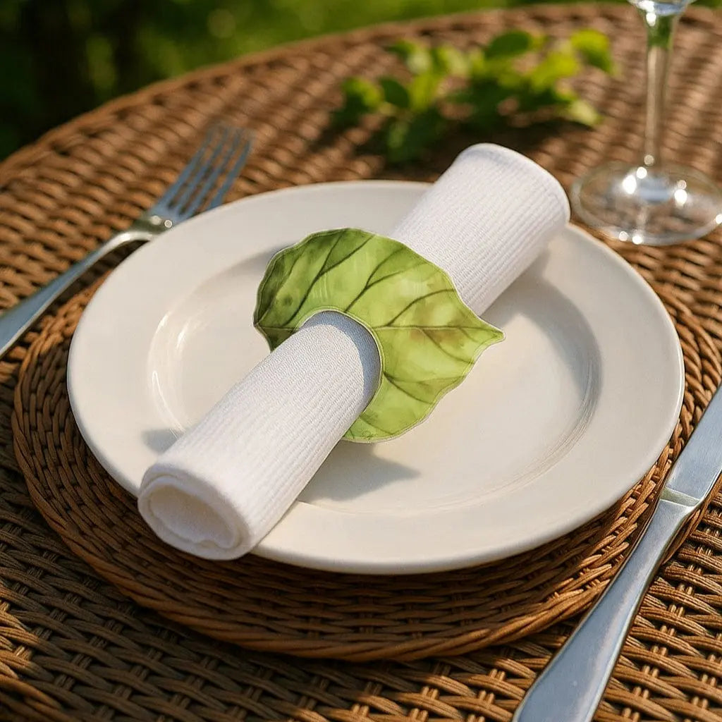 Green Leaf Napkin Rings - Waterdale Collection