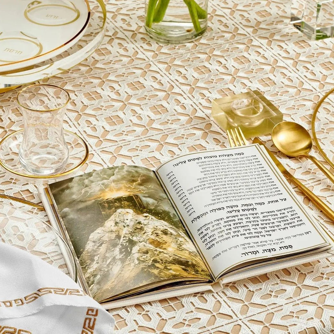 Painted Hardcover Leather & Lucite Haggadah Set - Waterdale Collection